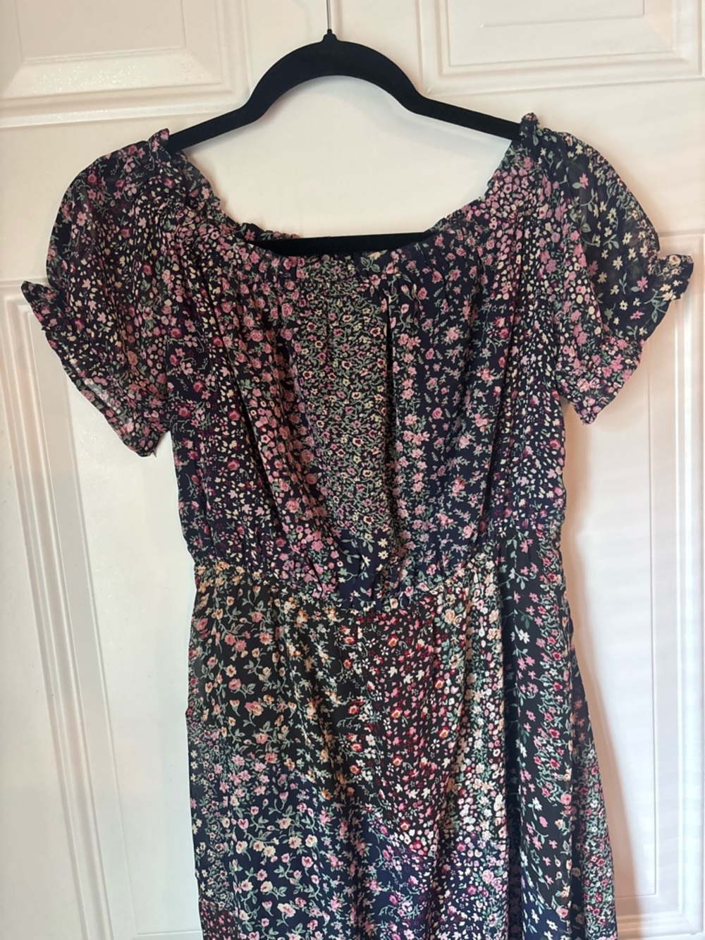Lulu's Black Floral Maxi Dress with Pink and Blue Print - Picture 9 of 9